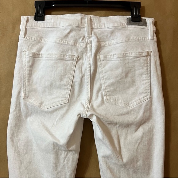 Agolde | Sophie Crop High Rise Distressed Skinny Jeans Raw Hem White Size 29 - Picture 10 of 16